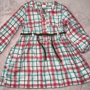 Carters plaid dress with belt 12 months